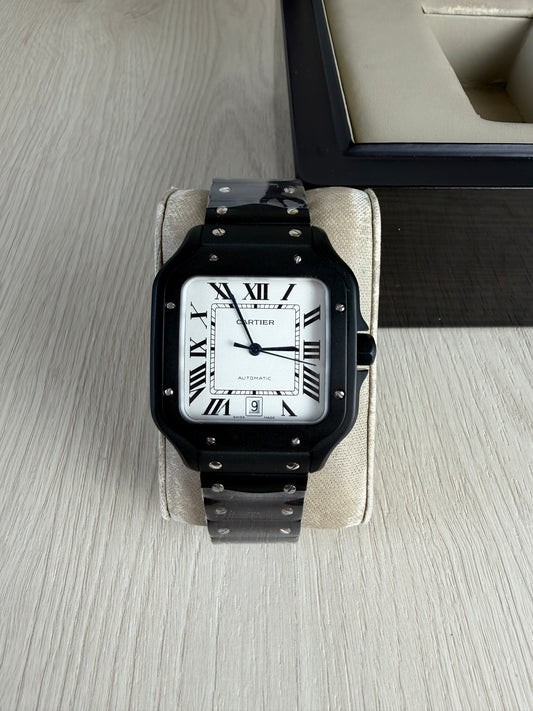 CARTIER SANTOS PRETO BRANCO 40MM X 47MM