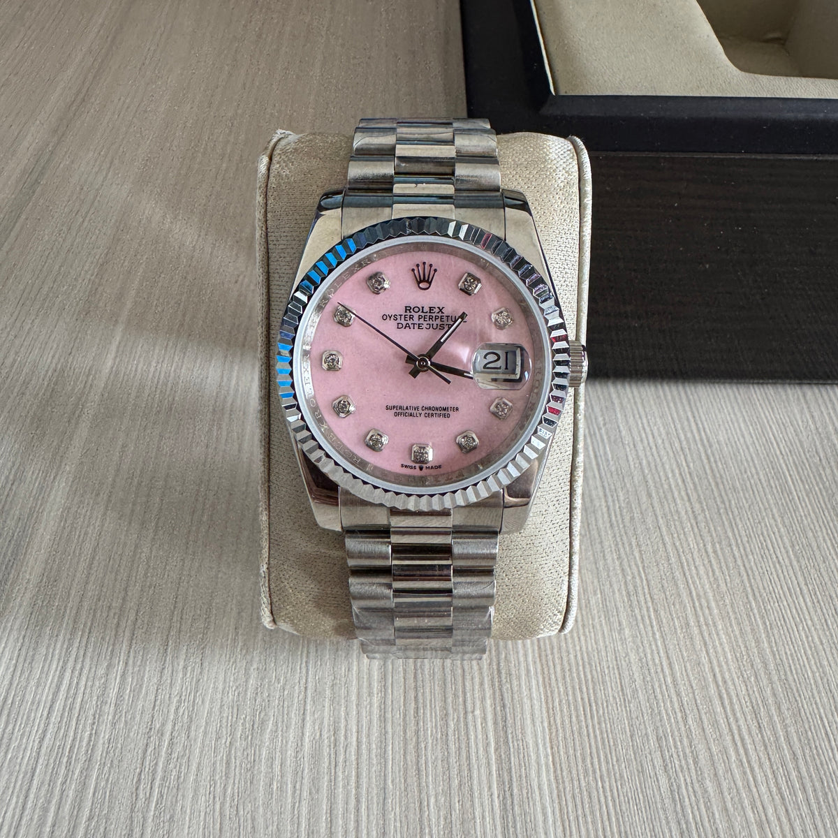 ROLEX DATEJUST PRATA ROSA FEMININO 36MM