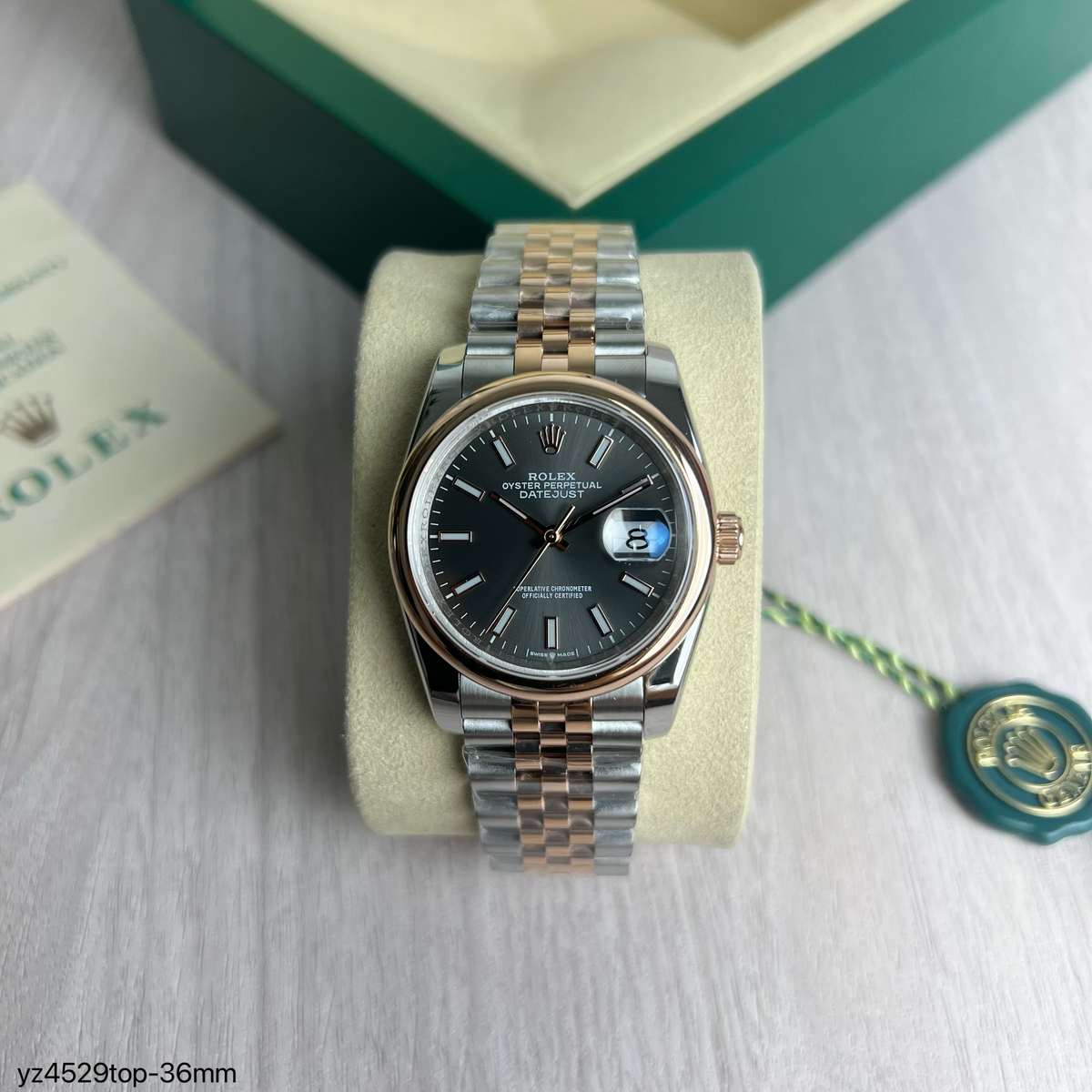 ROLEX DATEJUST MISTO ROSE CINZA FEMININO 36MM