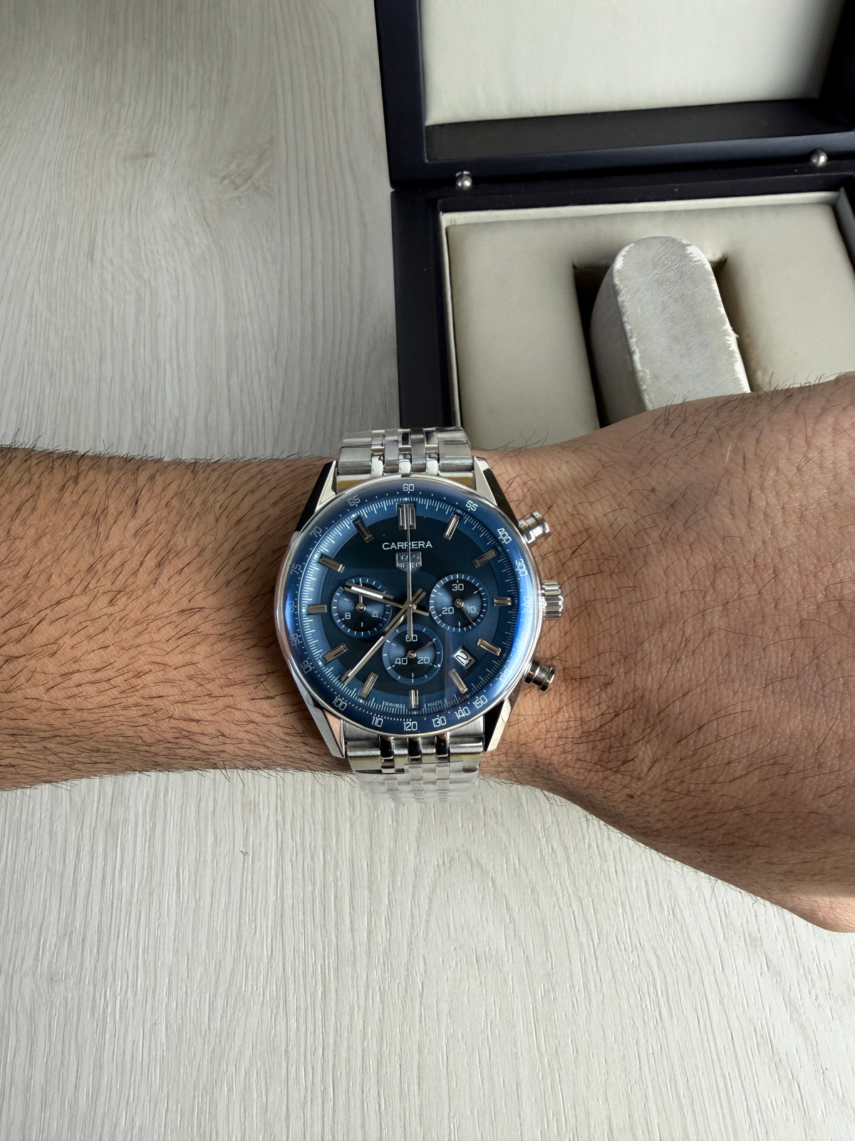 TAG HEUER CARRERA PRATA AZUL 41MM