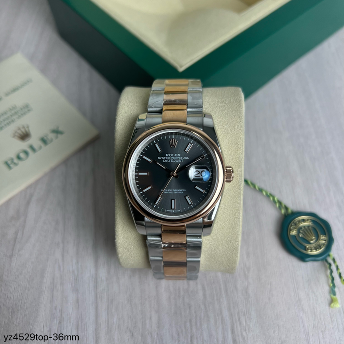 ROLEX DATEJUST MISTO ROSE CINZA FEMININO 36MM