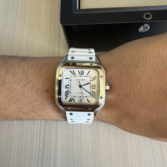 CARTIER SANTOS PRATA BRANCO 40MM X 47MM