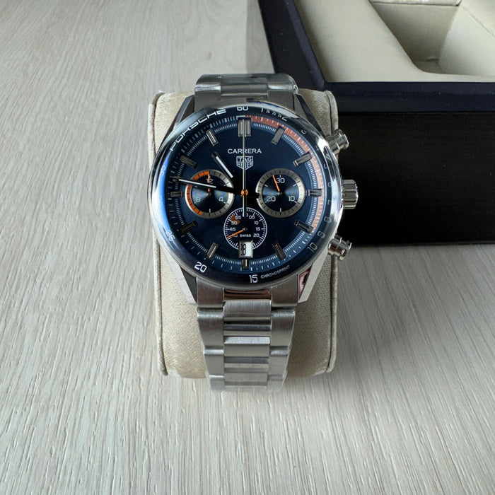 TAG HEUER CARRERA PRATA AZUL 41MM