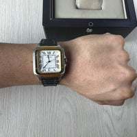 CARTIER SANTOS PRATA PRATA DOURADO 40MM X 47MM