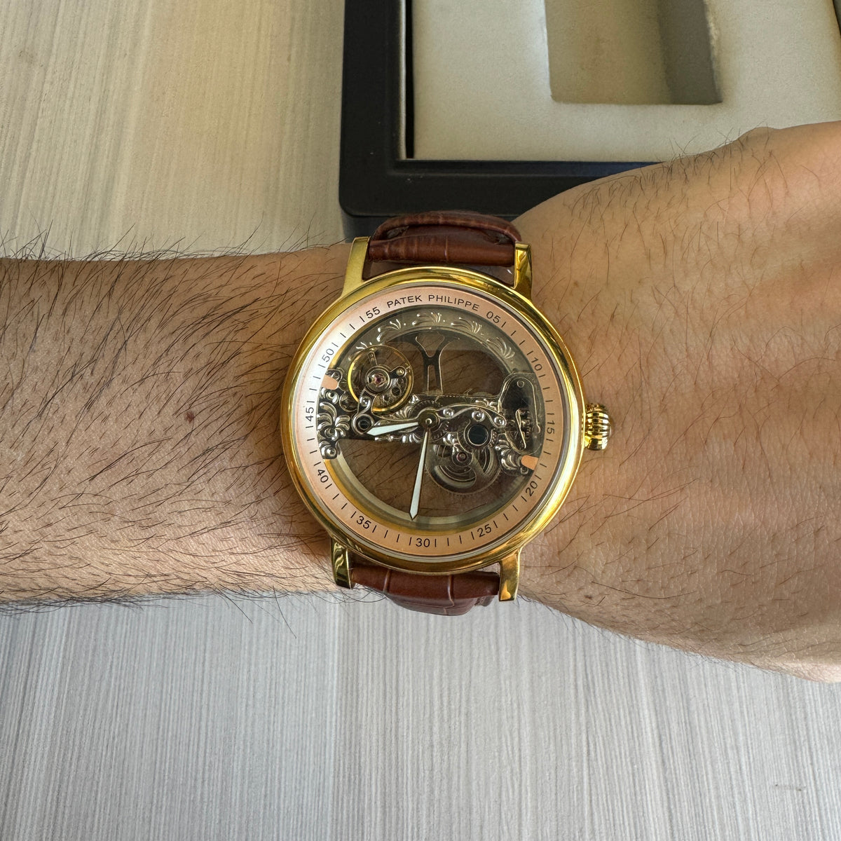 PATEK PHILIPPE ESQUELETO DOURADO AUTOMATICO 43MM