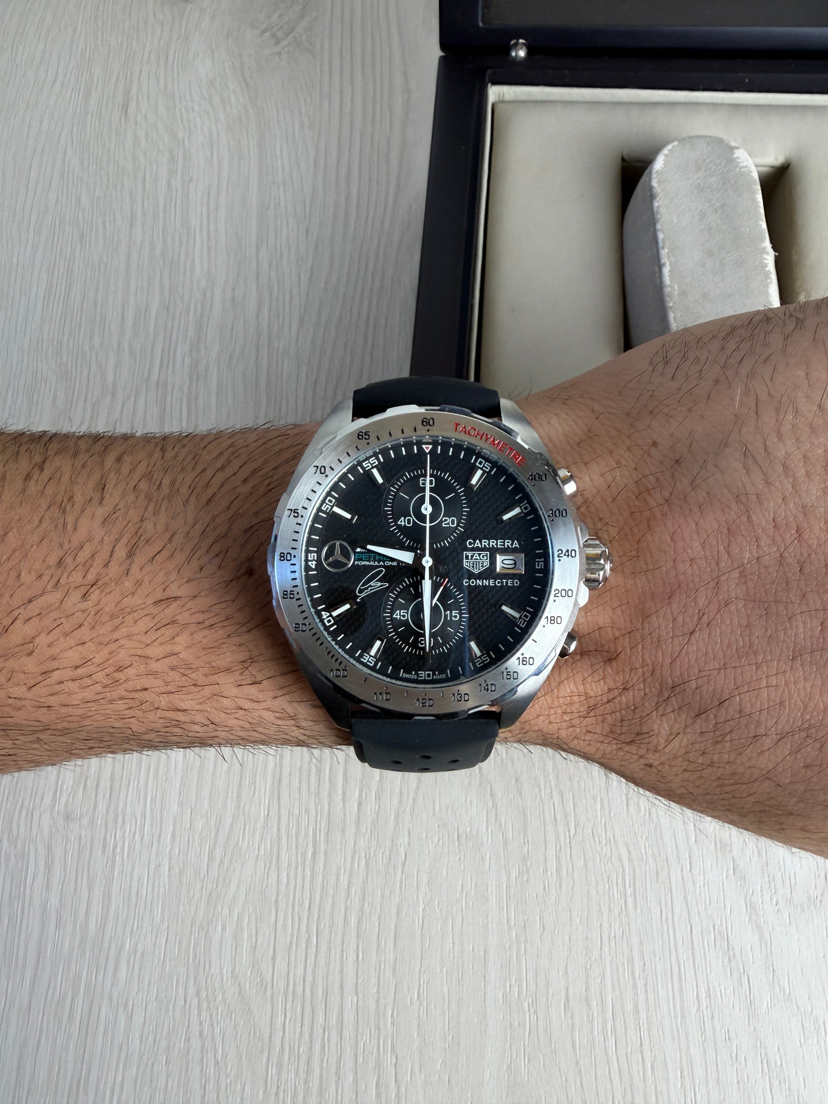 TAG HEUER CARRERA AMG PRATA PRETO 43MM