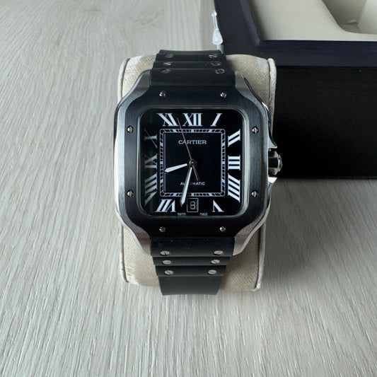 CARTIER SANTOS PRATA PRETO 40MM X 47MM