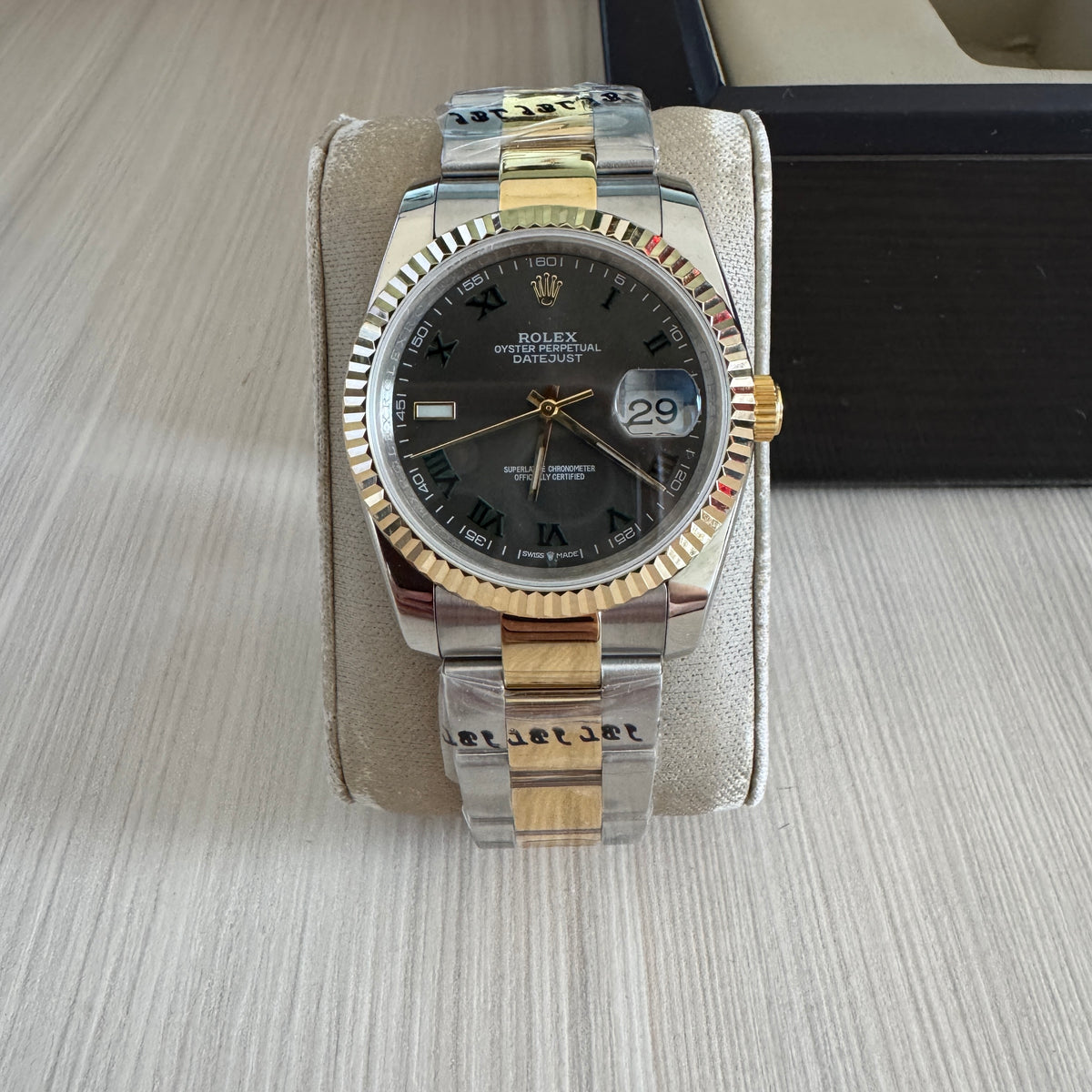 ROLEX DATEJUST MISTO DOURADO CINZA FEMININO 36MM