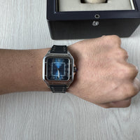 CARTIER SANTOS PRATA AZUL 40MM X 47MM