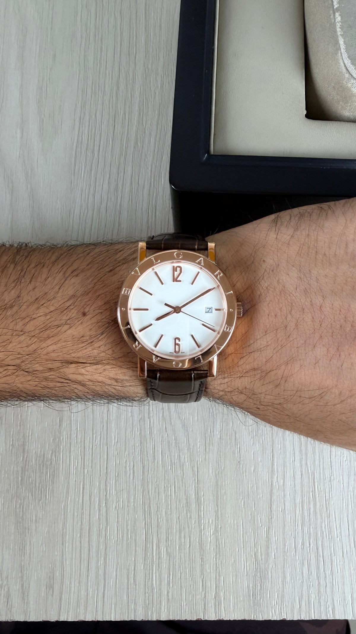 BVLGARI ROMA ROSE BRANCO COURO AUTOMATICO 38MM