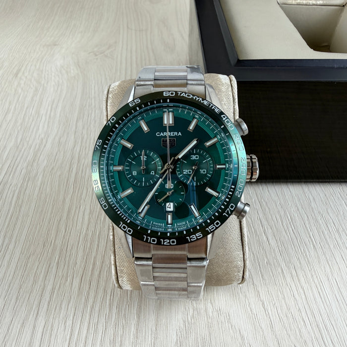 TAG HEUER CARRERA PRATA VERDE 44MM
