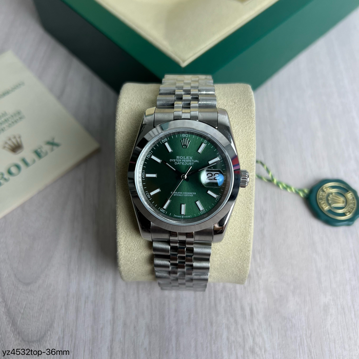 ROLEX DATEJUST PRATA VERDE FEMININO 36MM