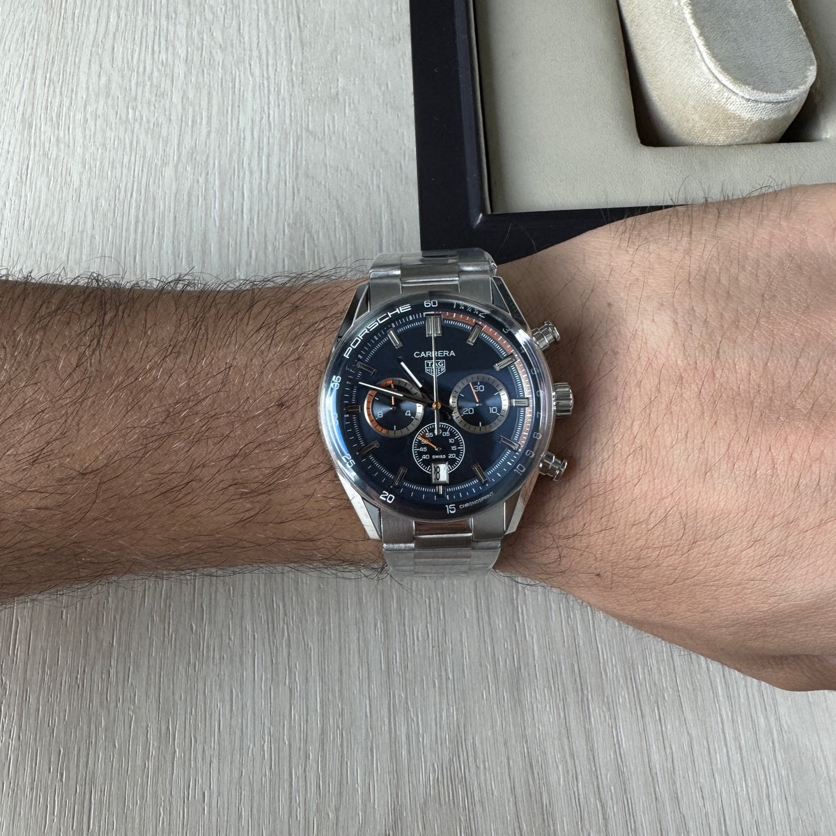 TAG HEUER CARRERA PRATA AZUL 41MM