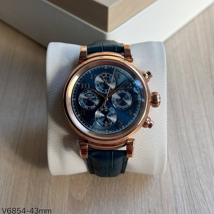 IWC DA VINCI ROSE AZUL COURO 43MM