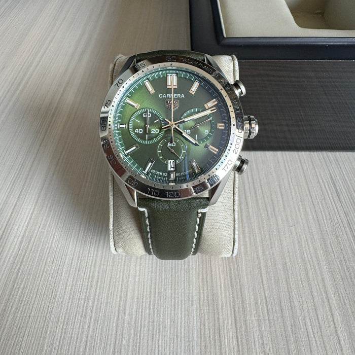 TAG HEUER CARRERA PRATA VERDE  41MM