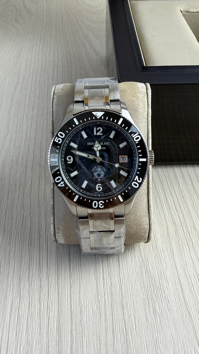 MONT BLANC AÇO PRATA PRETO 43MM