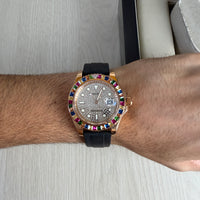 ROLEX YACHT MASTER BRILHANTES ROSE BORRACHA 40MM