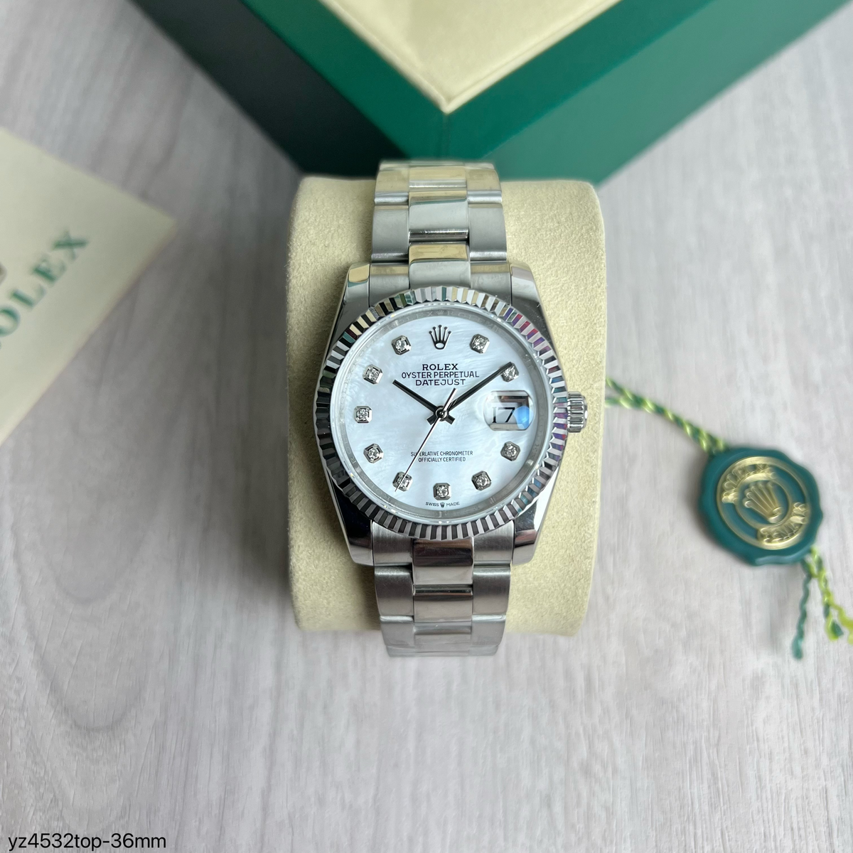 ROLEX DATEJUST PRATA BRANCO BRILHANTES FEMININO 36MM