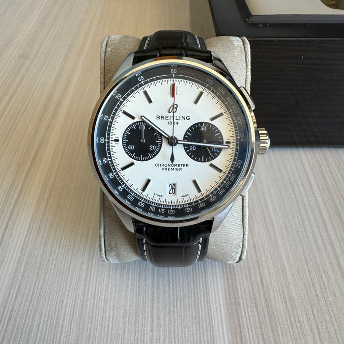 BREITLING PREMIER PRATA COURO 43MM