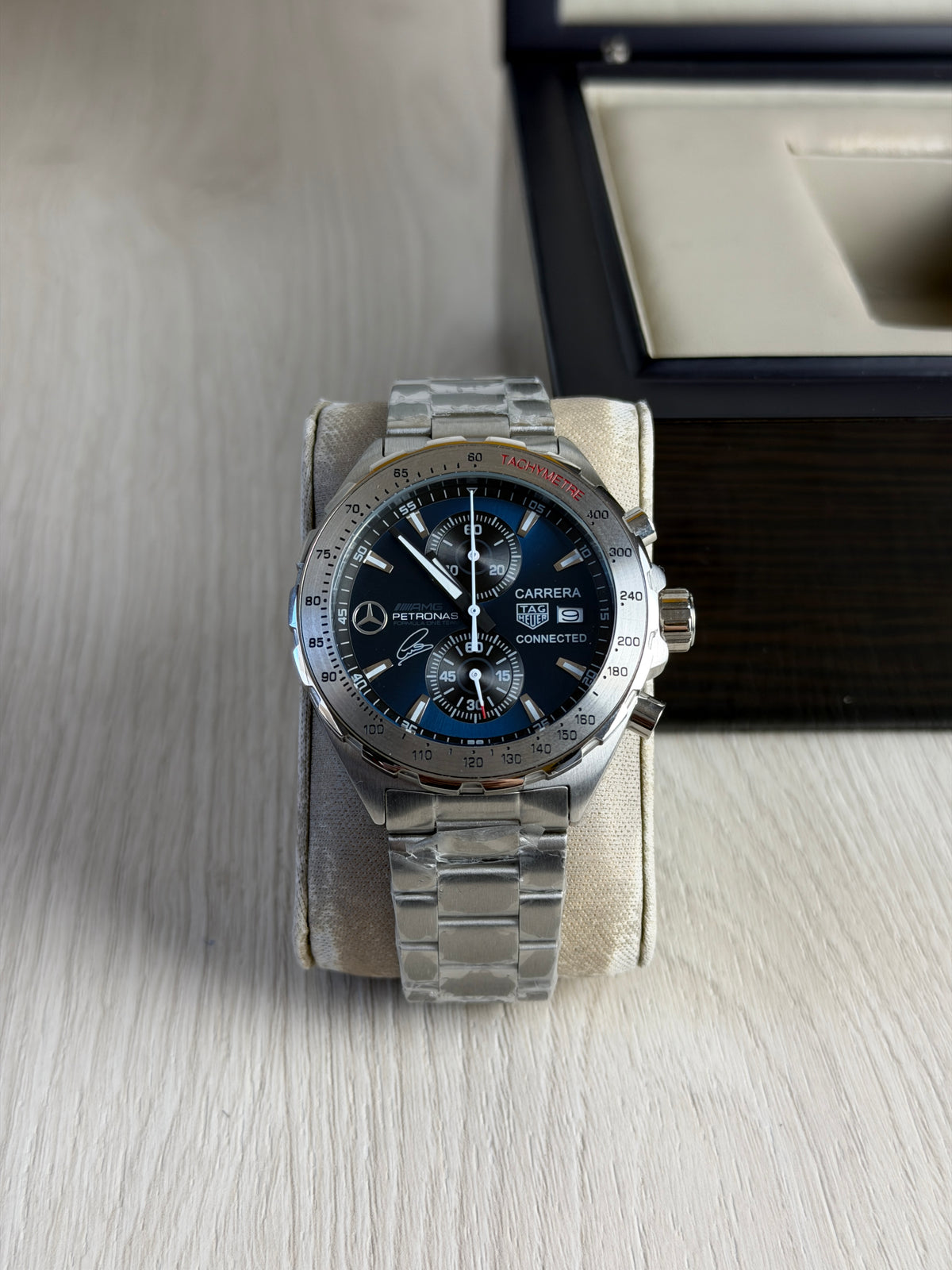 TAG HEUER CARRERA AMG PRATA AZUL 43MM