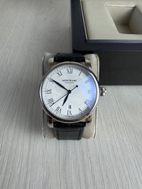 MONT BLANC PRATA COURO AUTOMÁTICO 42MM