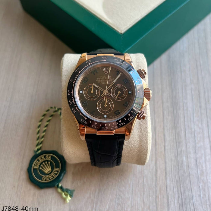ROLEX DAYTONA ROSE CHOCOLATE COURO 40MM