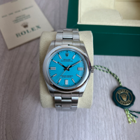 ROLEX OYSTER PERPETUAL PRATA AZUL TIFFANY 41MM