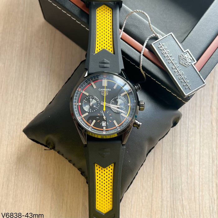 TAG HEUER CARRERA PRETO AMARELO 41MM