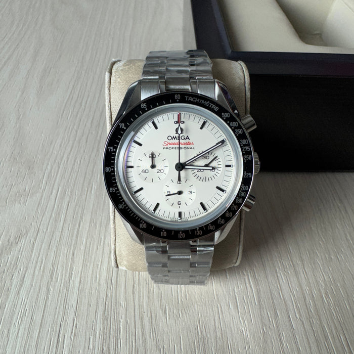OMEGA SPEEDMASTER PRATA BRANCO 44MM