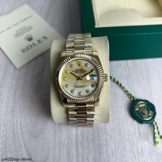 ROLEX DATEJUST  DOURADO  FEMININO BRILHANTES 36MM