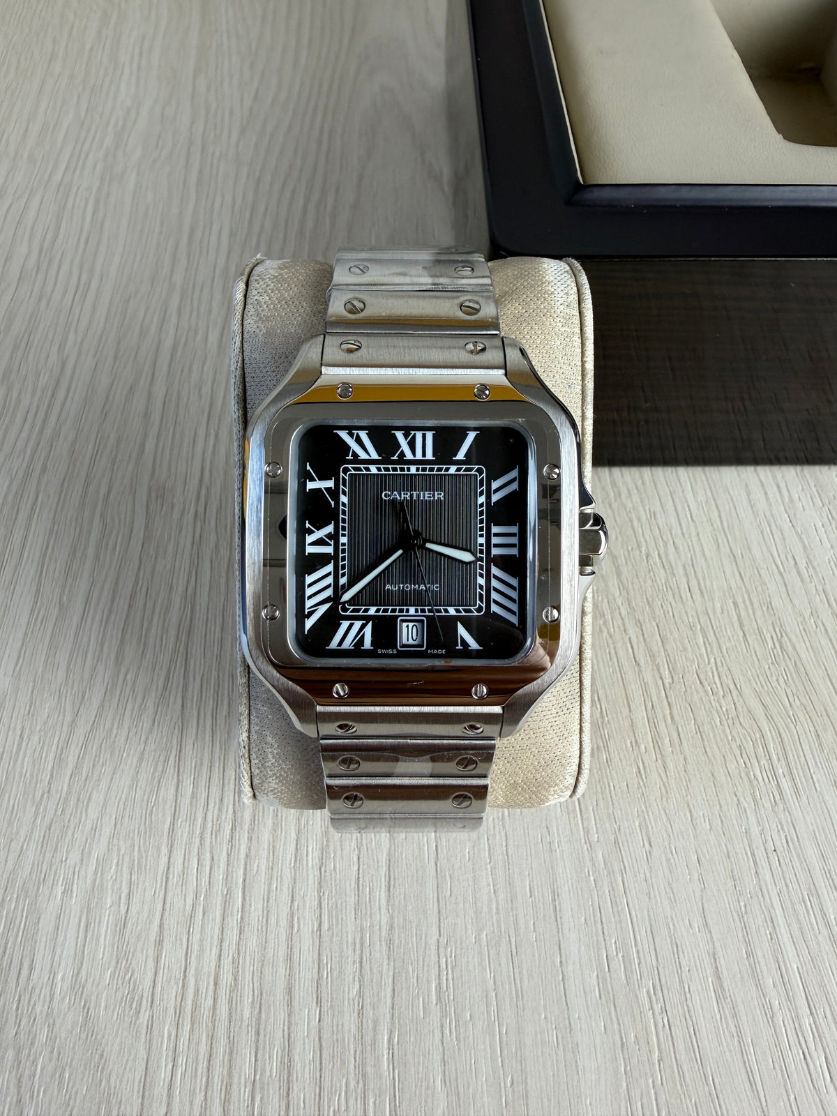 CARTIER SANTOS PRATA PRETO 40MM X 47MM