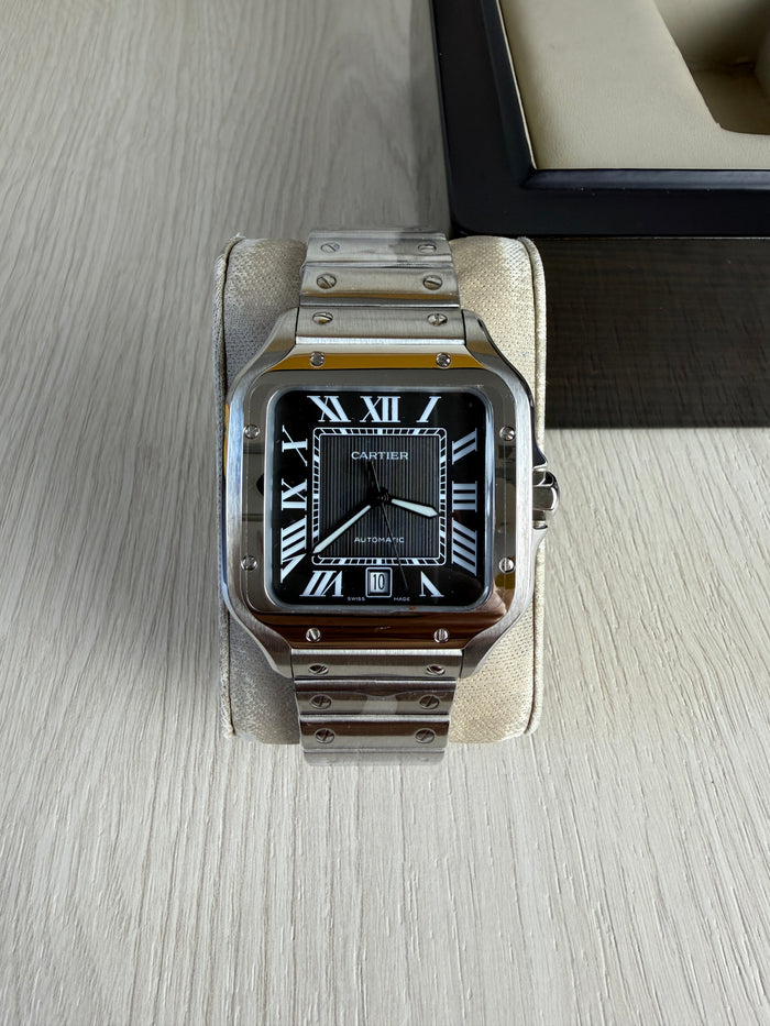 CARTIER SANTOS PRATA PRETO 40MM X 47MM