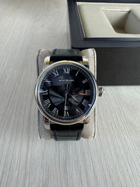 MONT BLANC PRATA COURO AUTOMÁTICO 42MM