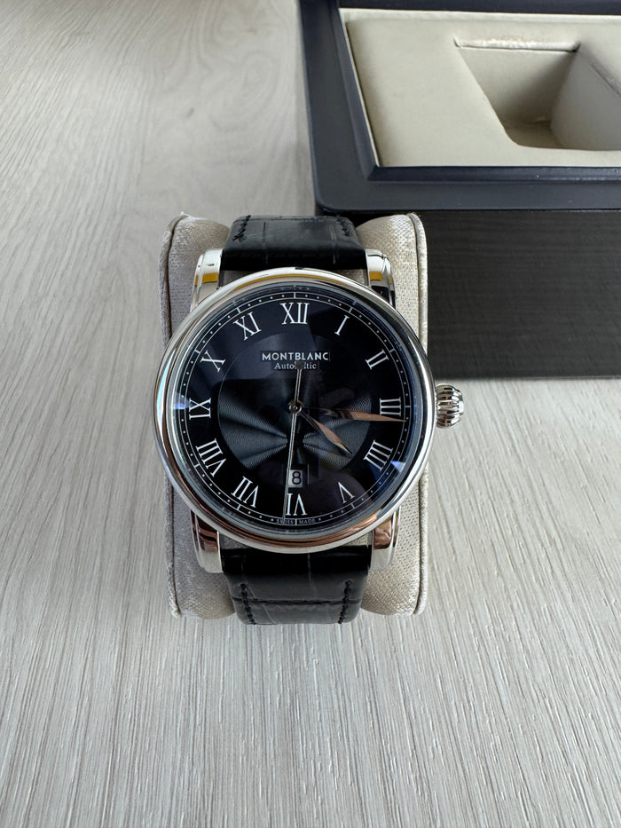 MONT BLANC PRATA COURO AUTOMÁTICO 42MM