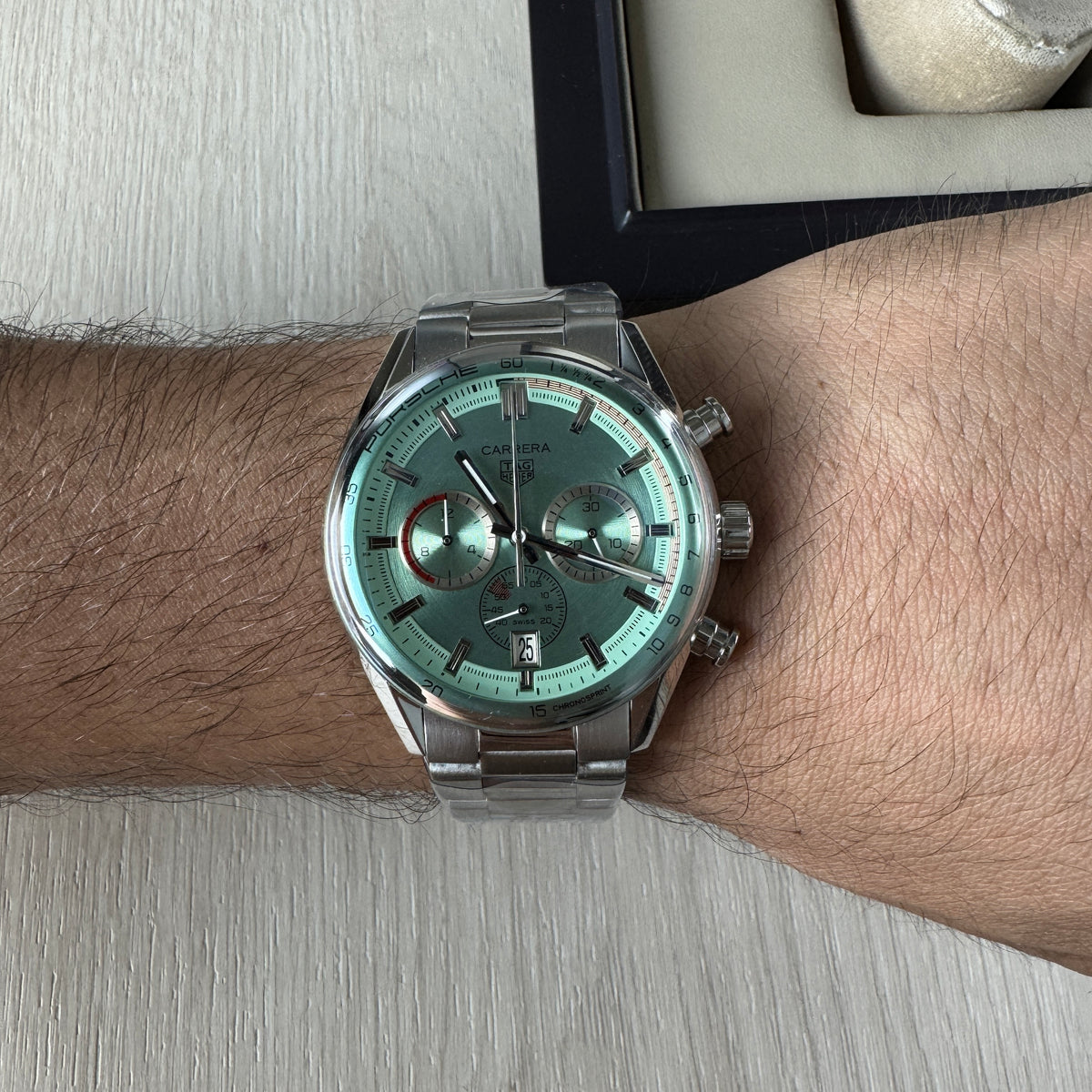 TAG HEUER CARRERA PRATA VERDE 41MM