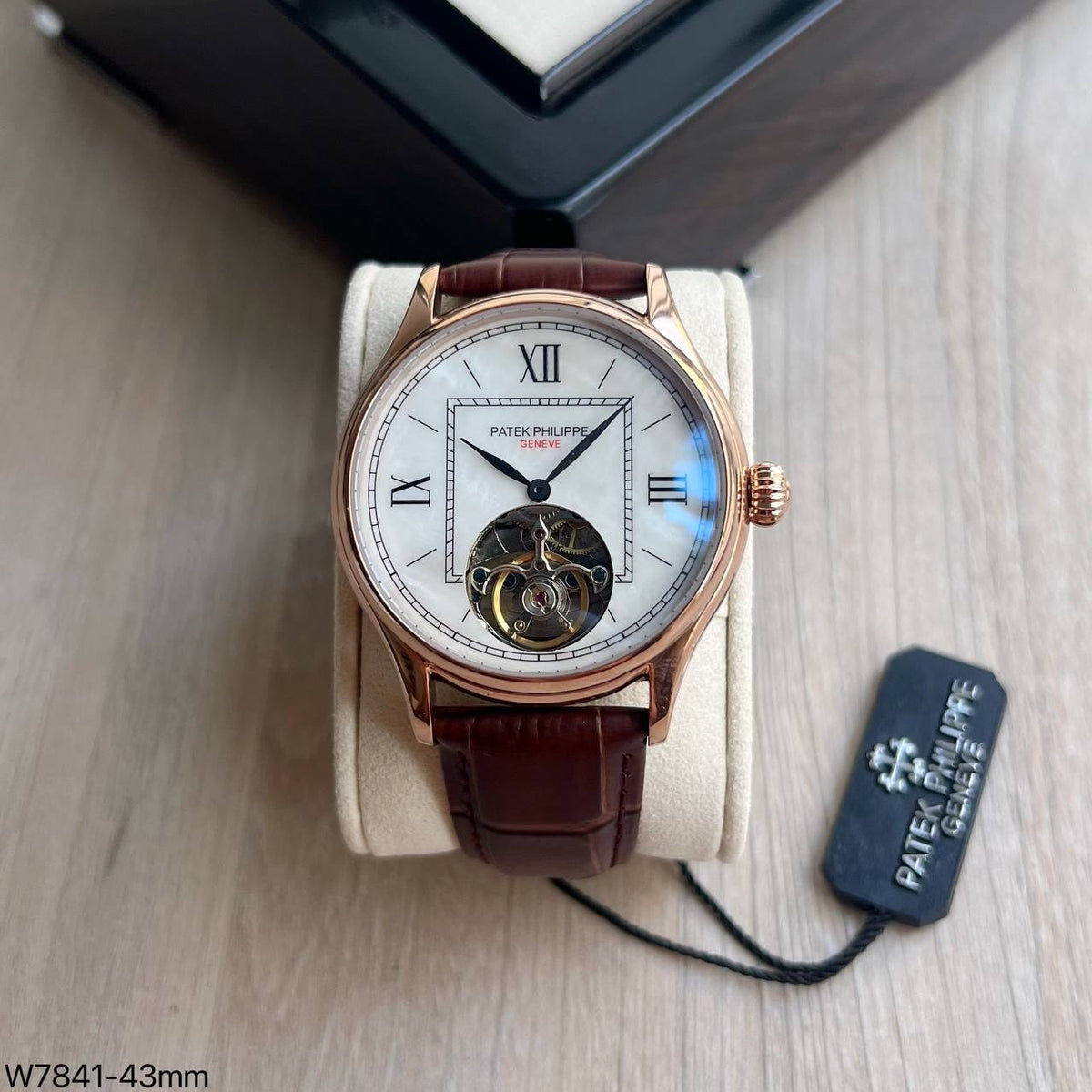 PATEK PHILIPPE ROSE COURO AUTOMATICO 43MM