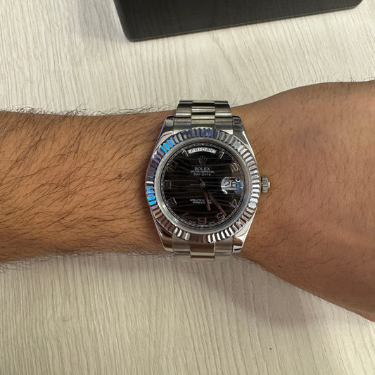 ROLEX DAY-DATE PRATA PRETO 40MM