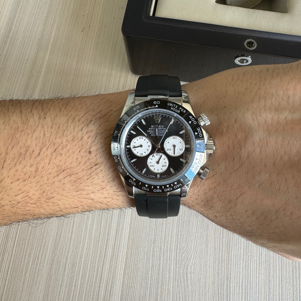 ROLEX DAYTONA PRATA PRETO BORRACHA 40MM
