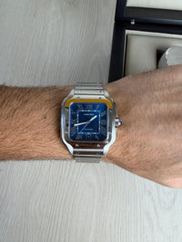 CARTIER SANTOS PRATA AZUL 40MM X 47MM