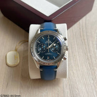 OMEGA SPEEDMASTER PRATA COURO AZUL 44MM