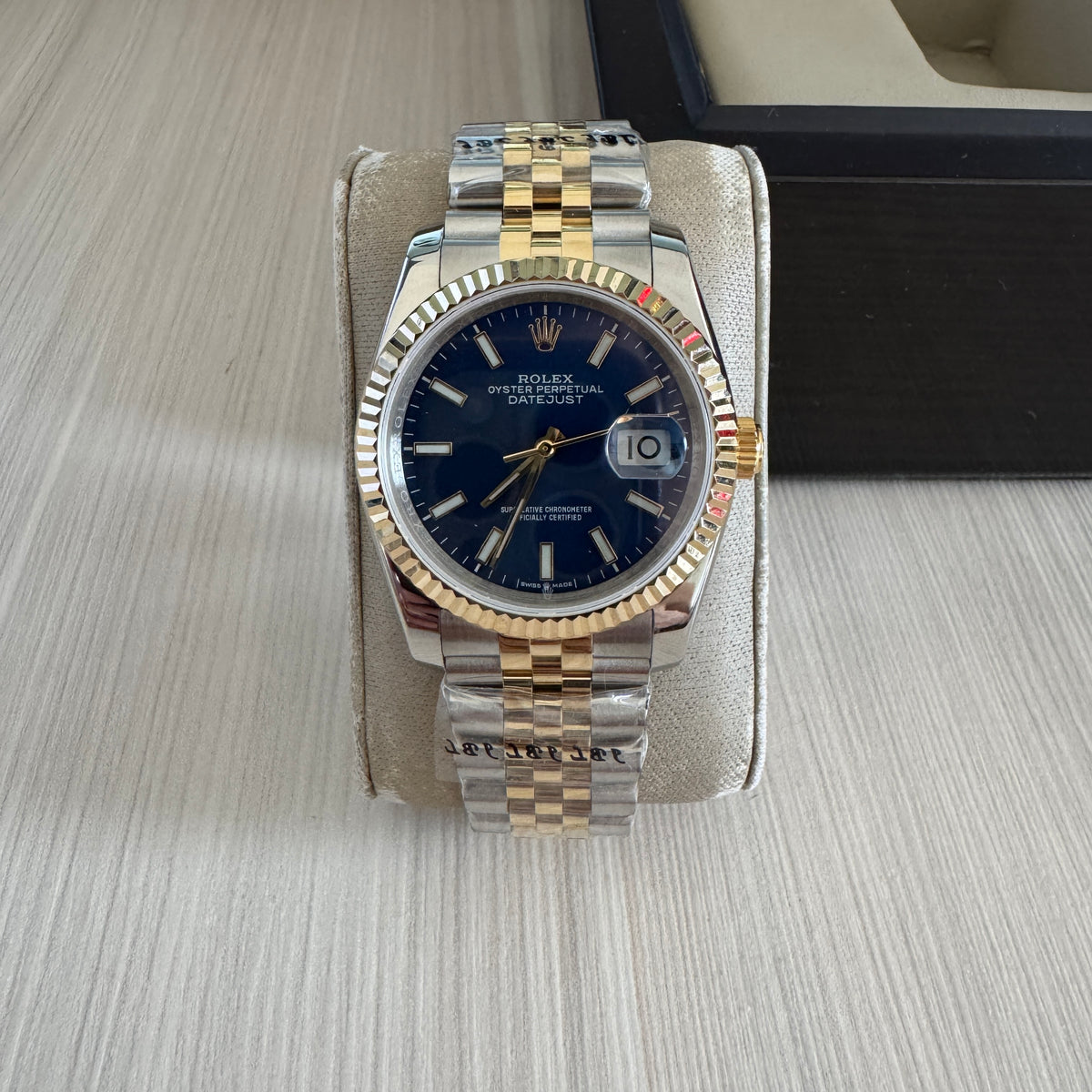 ROLEX DATEJUST MISTO DOURADO AZUL FEMININO 36MM