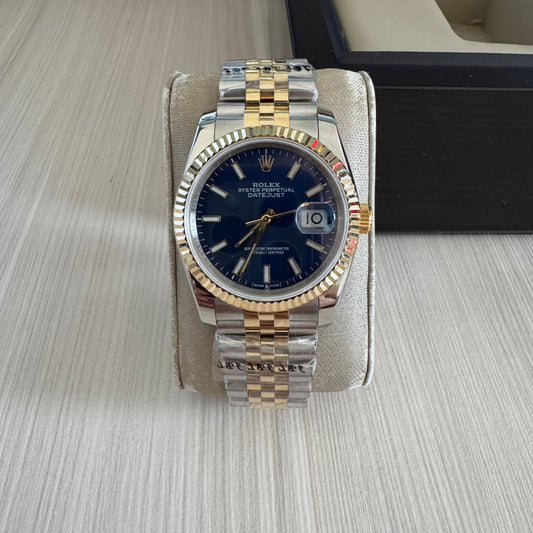 ROLEX DATEJUST MISTO DOURADO AZUL FEMININO 36MM