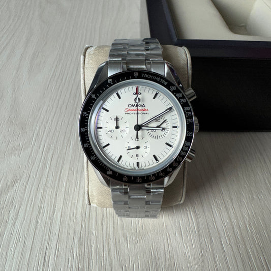 OMEGA SPEEDMASTER PRATA BRANCO 44MM