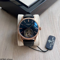 PATEK PHILIPPE ROSE COURO AUTOMATICO 43MM