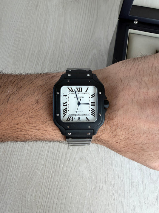 CARTIER SANTOS PRETO BRANCO 40MM X 47MM