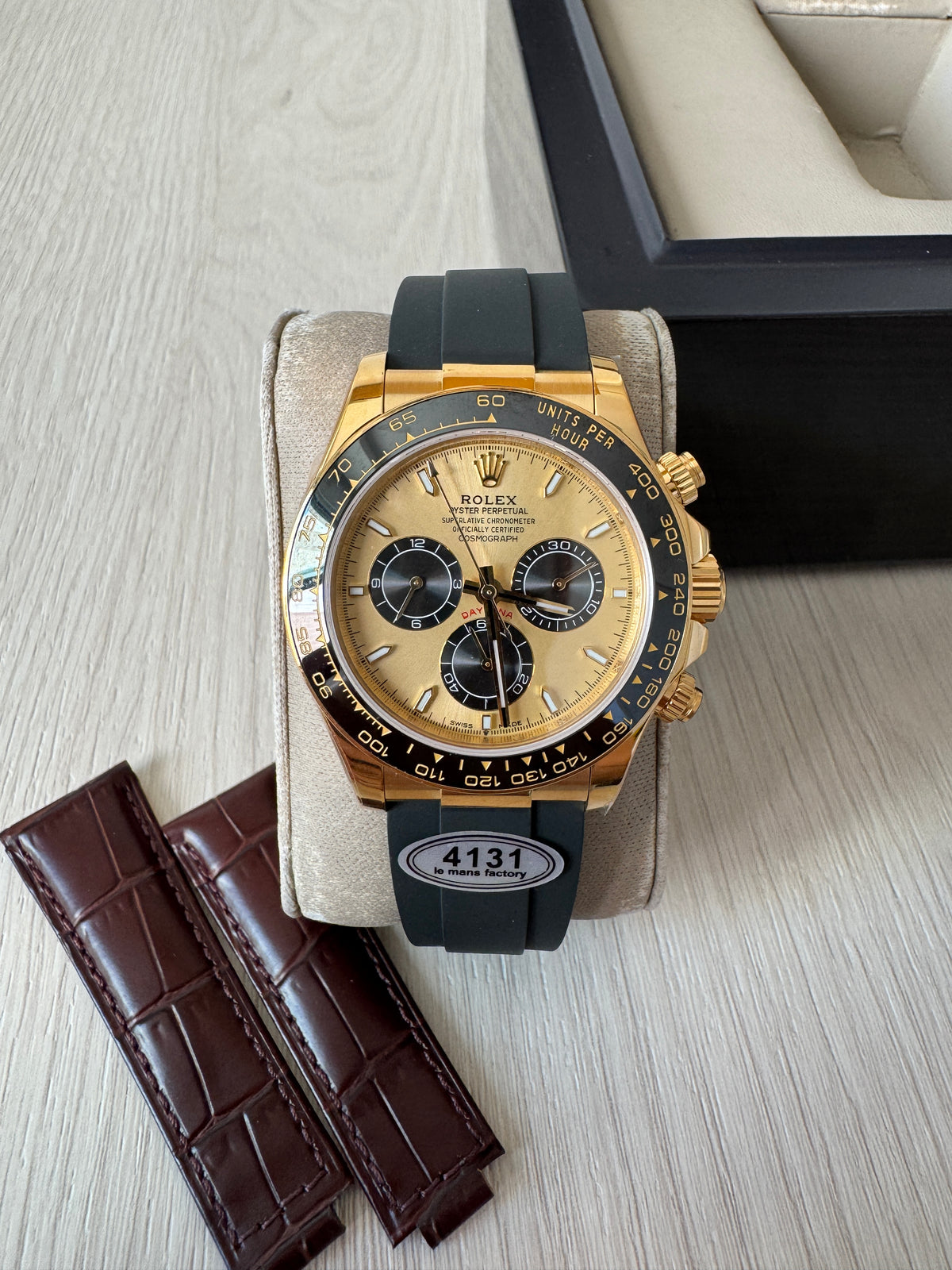 ROLEX DAYTONA DOURADO  COURO + BORRACHA 40MM