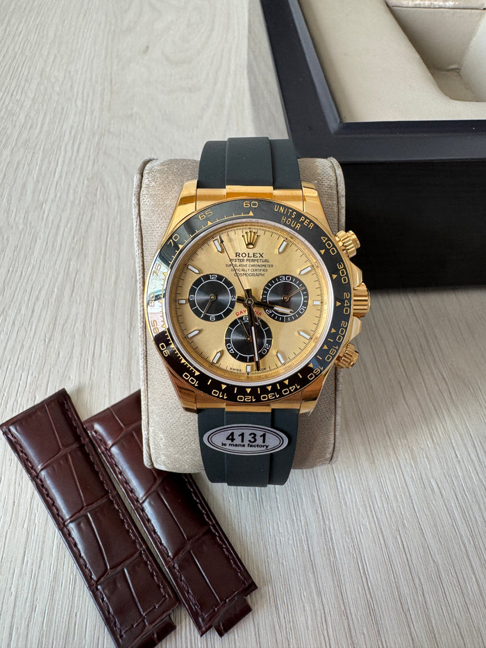ROLEX DAYTONA DOURADO  COURO + BORRACHA 40MM