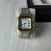 CARTIER SANTOS PRATA DOURADO BRANCO 36MM X 44M