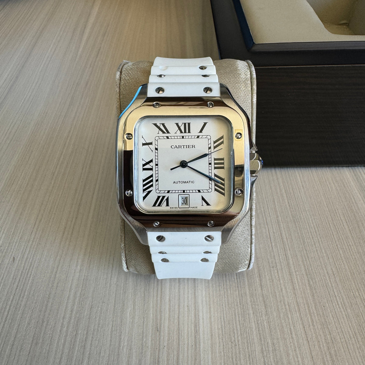 CARTIER SANTOS PRATA BRANCO 40MM X 47MM