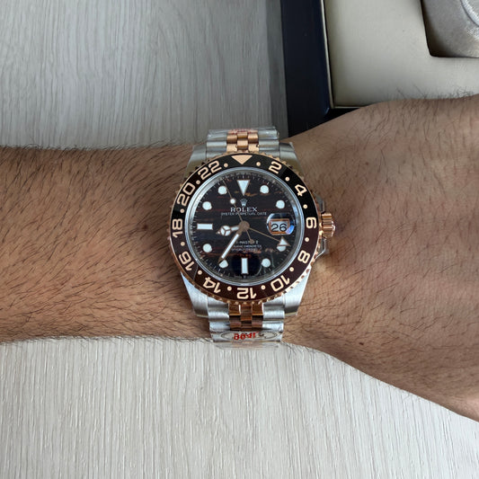 ROLEX GMT MASTER II MISTO ROSE PRETO JUBILEU 40MM